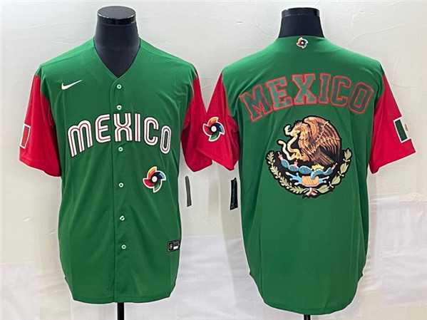 Mens Mexico 2023 Green Team Big Logo World Baseball Classic Stitched Jersey->2023 world baseball classic->MLB Jersey